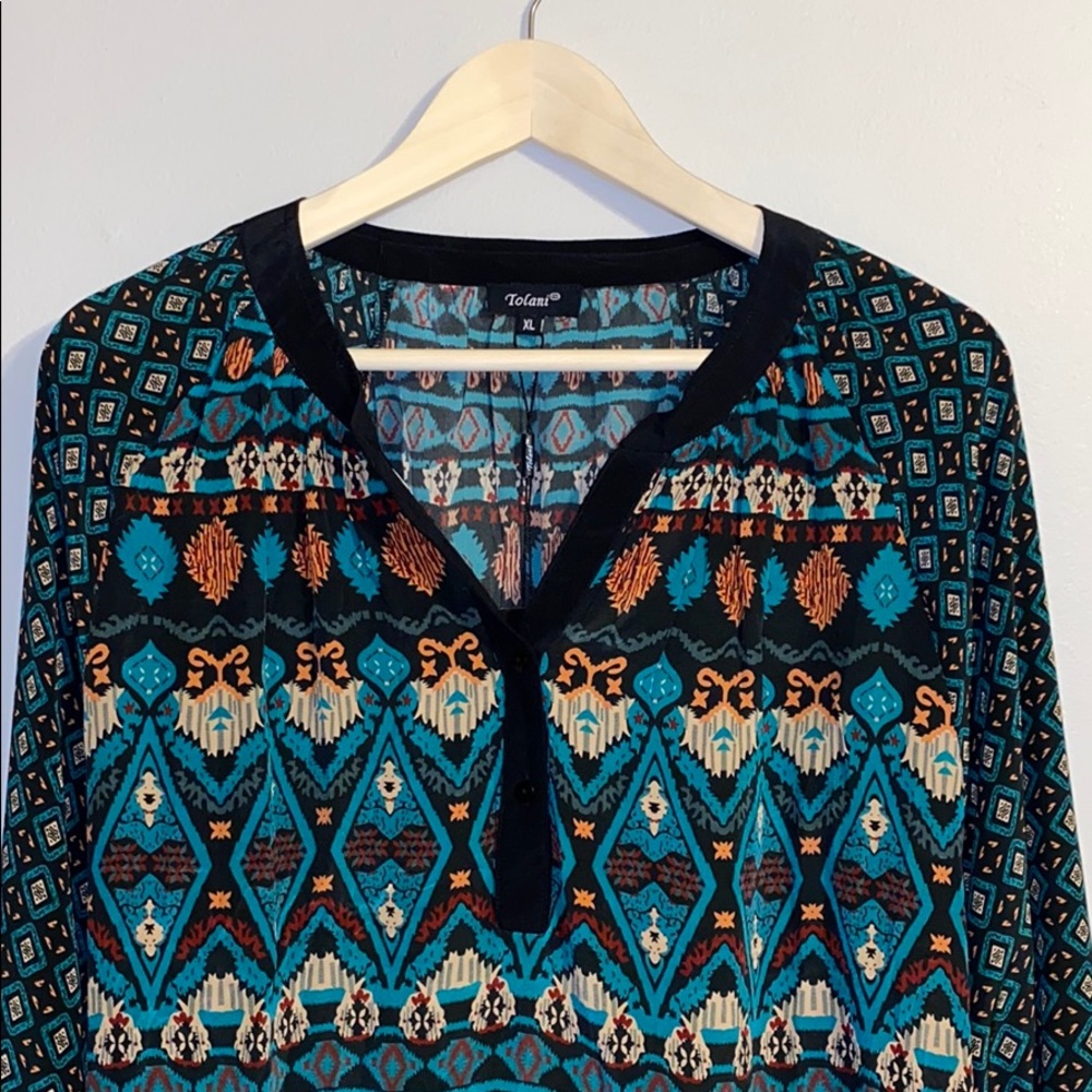 NWT—Tolani—100% Silk Abstract Print Tunic—Sz XL